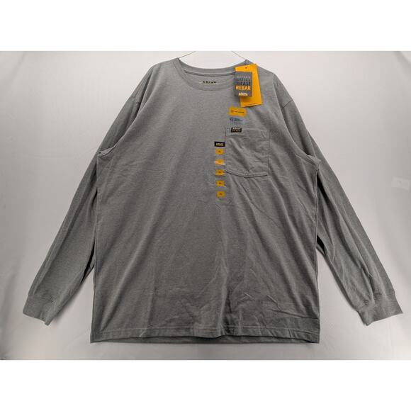 NWT Ariat Rebar Cotton Strong Standard Pocket T-Shirt in Heather Grey size XL - Picture 3 of 7